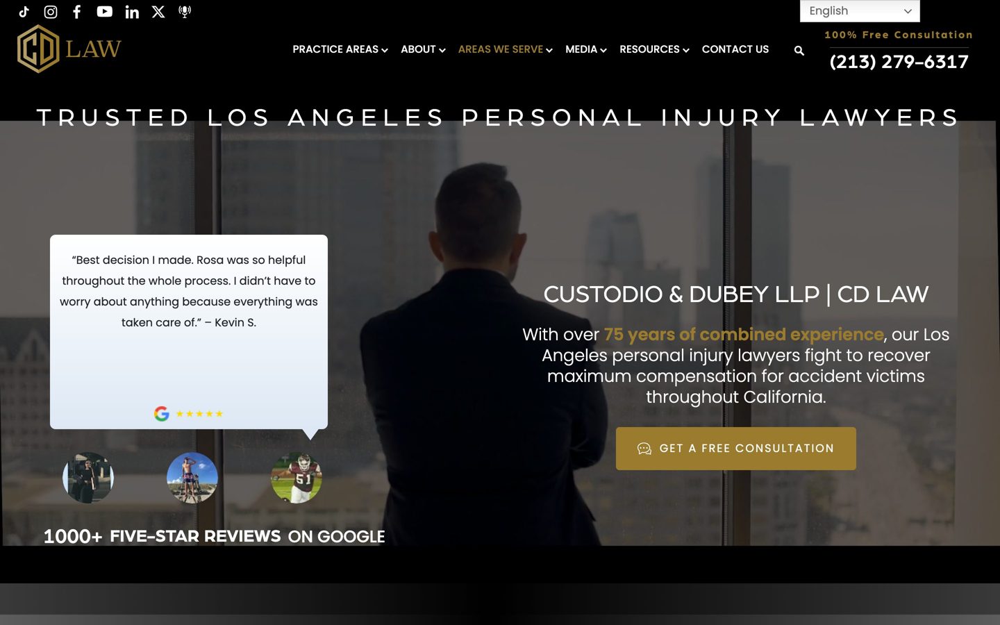 The first screen of cd-lawyers.com on desktop