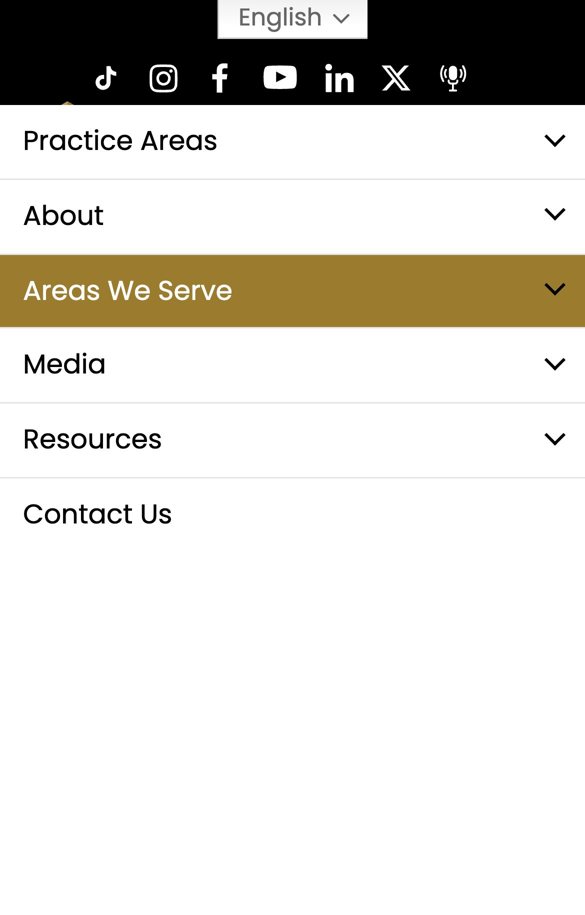 Mobile menu, first level
